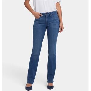 NYDJ Women’s 2 Marilyn Straight Leg Jeans Dark Wash Blue Denim Zip